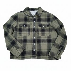 Lucky Brand Green Plaid Sherpa-Lined Shacket Size Medium